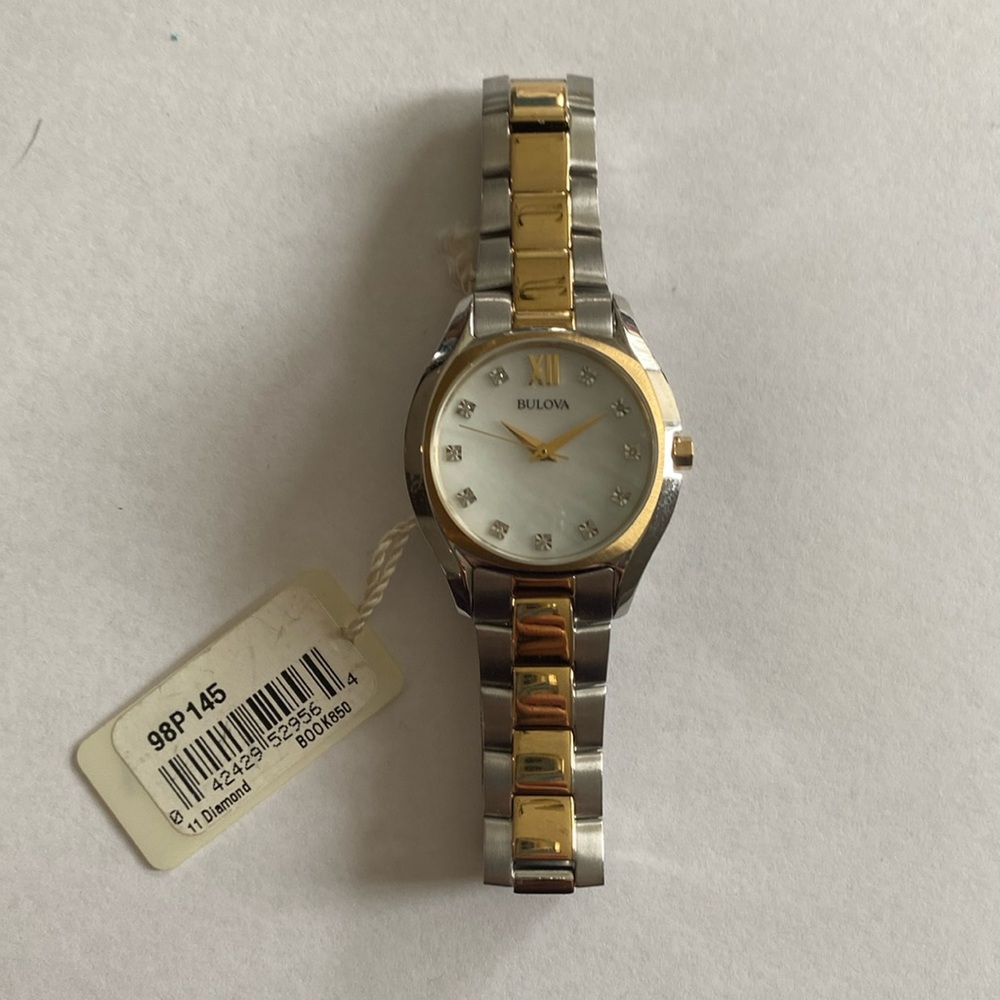 Womens Bulova Two Tone Diamond Watch